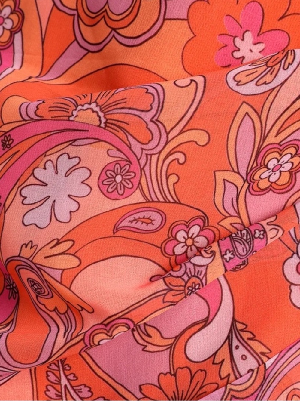 Lulu's Pink and Orange Paisley Slip Dress - Picture 5 of 6